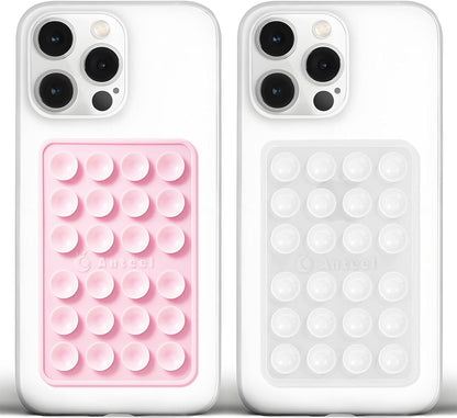 Anteel Medium-Sized Silicone Suction Phone Case Adhesive Mount, Enhanced Suction Power and Upgraded Thickened Sticky Phone Grip, Durable, Hands-Free Sticky Phone Holder, 2.28"x3.46" (LPK&TP)