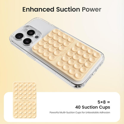 Klearlook Silicone Suction Cup Phone Case Mount Double Sided, Sticky Phone Grip for 6.1-7.2 inch Phones, Phone Accessories Hands-Free Strong Grip Holder for Selfies and Videos, Baby Yellow