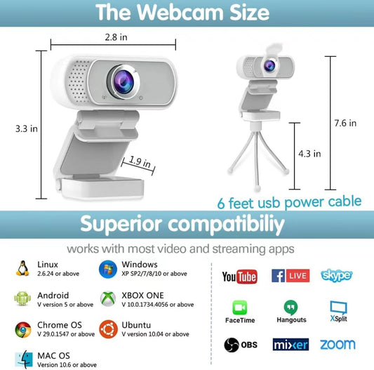 usb c webcam 1080P Webcam,Live Streaming Web Camera with Stereo Microphone, Desktop or Laptop USB Webcam 110 Degree View Angle, HD Web cam for Switch 2,Video Calling, Recording, Conferencing, Gaming
