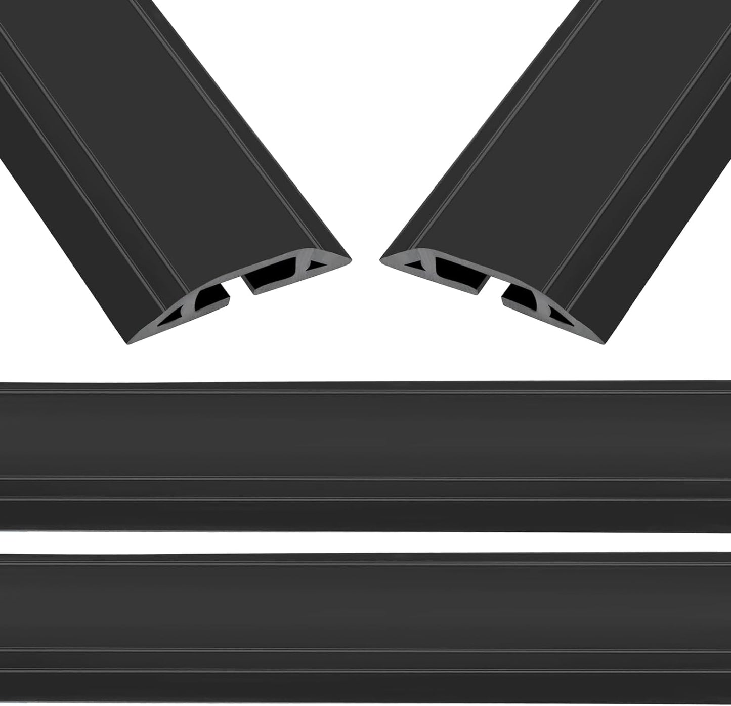 Eapele 10 ft Floor Cord Cover Heavy Duty Cable Protector, Easy to Unroll, Prevent Trip Hazard for Home Office or Outdoor Settings (Black - 2pcs)