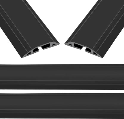 Eapele 10 ft Floor Cord Cover Heavy Duty Cable Protector, Easy to Unroll, Prevent Trip Hazard for Home Office or Outdoor Settings (Black - 2pcs)