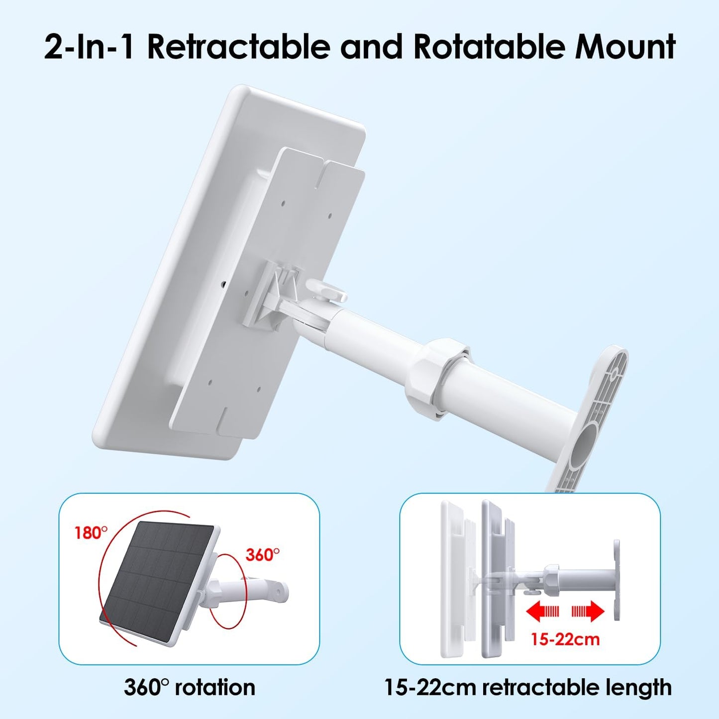 6W Solar Panel for Ring Spotlight Cam Battery & Stick Up Cam Battery, High-Efficiency Solar Charger with 360° Adjustable Retractable Bracket & 10ft Cable