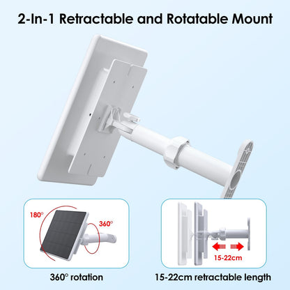 6W Solar Panel for Ring Spotlight Cam Battery & Stick Up Cam Battery, High-Efficiency Solar Charger with 360° Adjustable Retractable Bracket & 10ft Cable