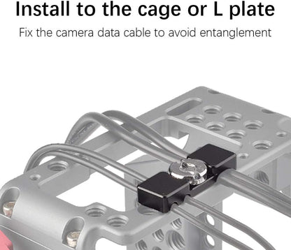 Camera Cage Cable Clamp, CNC Integrated Mounting Clamp, 1/4" Universal Portable Cage Fitting Wire Clip for Camera Data Cable Management