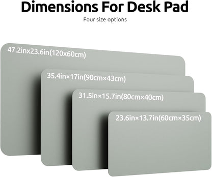 YSAGi Leather Desk Protector, Office Mat, Large Mouse Mat, Non-Slip PU Leather Blotter, Laptop Desk Pad, Waterproof Writing Pad for Office and Home (Grayish Green, 47.2" x 23.6")