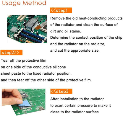 Thermal Pad, 100x100x1.5mm, 6.0 W/mK, Insulated, High Temp Resistant Silicone Pad for IC SSD CPU GPU Heat Sink LED Cooling