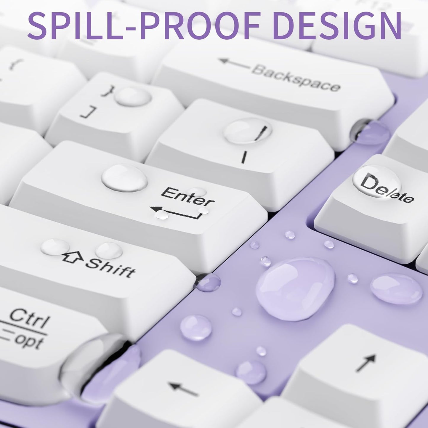 Ergonomic Wireless Keyboard and Mouse Combo, Wave Keys Keyboard with Wrist Rest for Natural Typing, 3 DPI Adjustable Ergonomic Silent Mouse for Computer/Laptop/Windows/Mac (Purple)