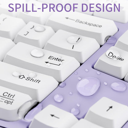 Ergonomic Wireless Keyboard and Mouse Combo, Wave Keys Keyboard with Wrist Rest for Natural Typing, 3 DPI Adjustable Ergonomic Silent Mouse for Computer/Laptop/Windows/Mac (Purple)