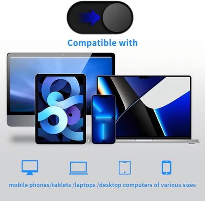 Metal Webcam Cover Slide [3 Pack Black], 0.022in Camera Cover for Laptop Computer, MacBook Pro/Air iMac iPad Tablet iPhone 16/15/14/13/12 Plus, Web Camera Blocker Protect Your Privacy