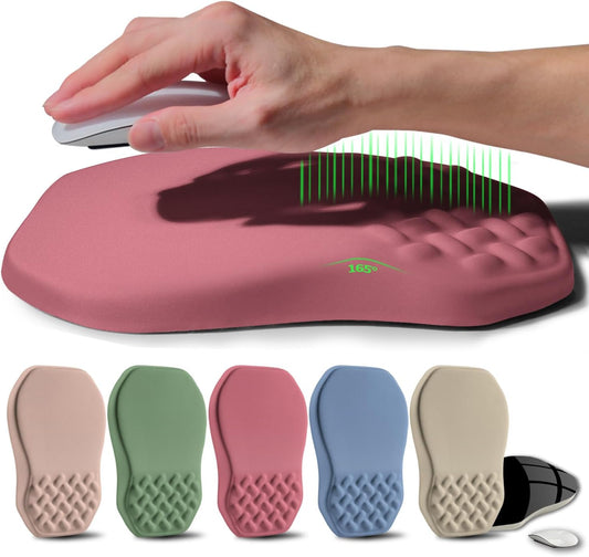 Ergonomic Raised Mouse Pad Wrist Support with Bilateral Slope Memory Foam Mousepad for Wrist Rest and Carpal Tunnel Pain Relief 11.8x7.9〃 Melon Pink