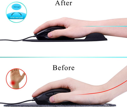 JIKIOU Mouse Pad, 2 Pack Ergonomic Mouse Pads with Comfortable Gel Wrist Rest Support and Smooth Cloth, Non-Slip PU Base for Easy Typing Pain Relief Durable and Easy to Clean Small Black