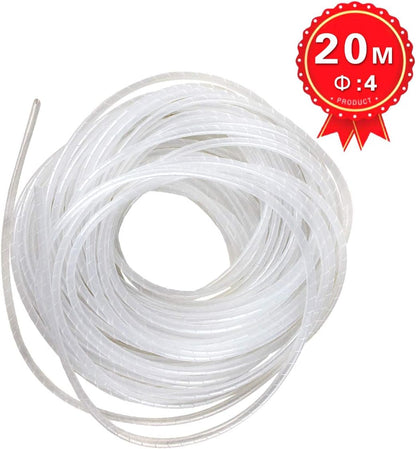 65FT XHF 4mm(Wrapping Range:1.5mm-10mm) Clear Spiral Cable Wrap Cord for Computer Electrical Wire Organizer Sleeve Hose RoHS