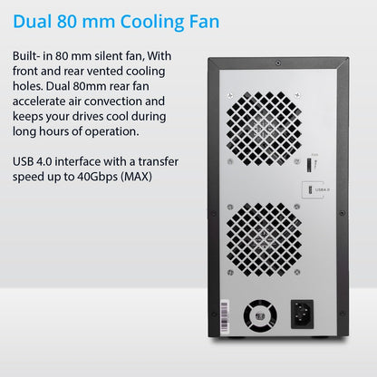 USB 4.0 (40Gbps) Type-C 8 Bay 2.5 Inch and 3.5 Inch SATA Hard Drive External Hard Drive Enclosure