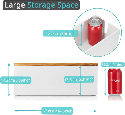 Bivvclaz Large Cable Management Box, Wooden Cord Organizer Box for Desk, Floor, Office to Hide Extension Cords Power Stripes Surge Protectors Chargers Wires, White