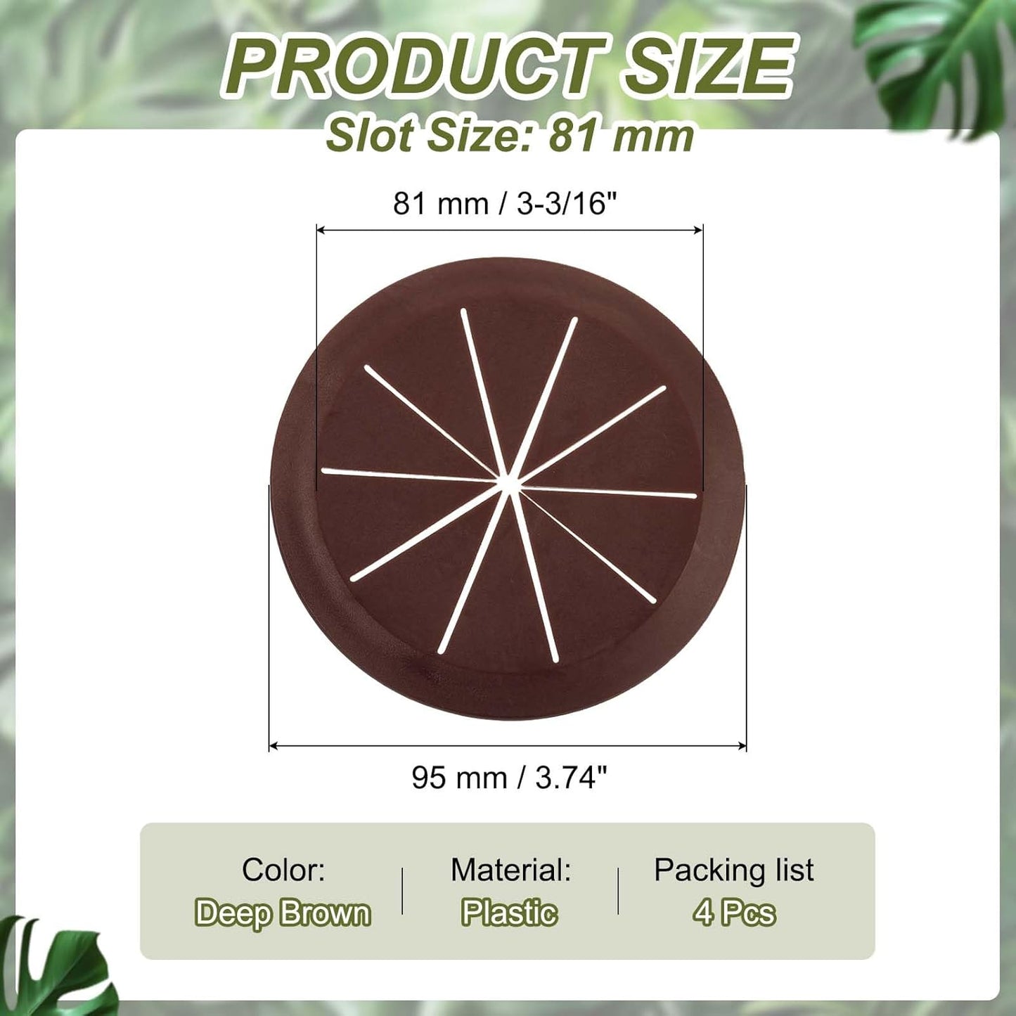 PATIKIL Desk Grommet 3-3/16", 4 Pcs Round Cable Grommet Cord Hole Cover with Adhesive Tape Flexible Table Wire Organizer for Office Home Table Countertop, Deep Brown