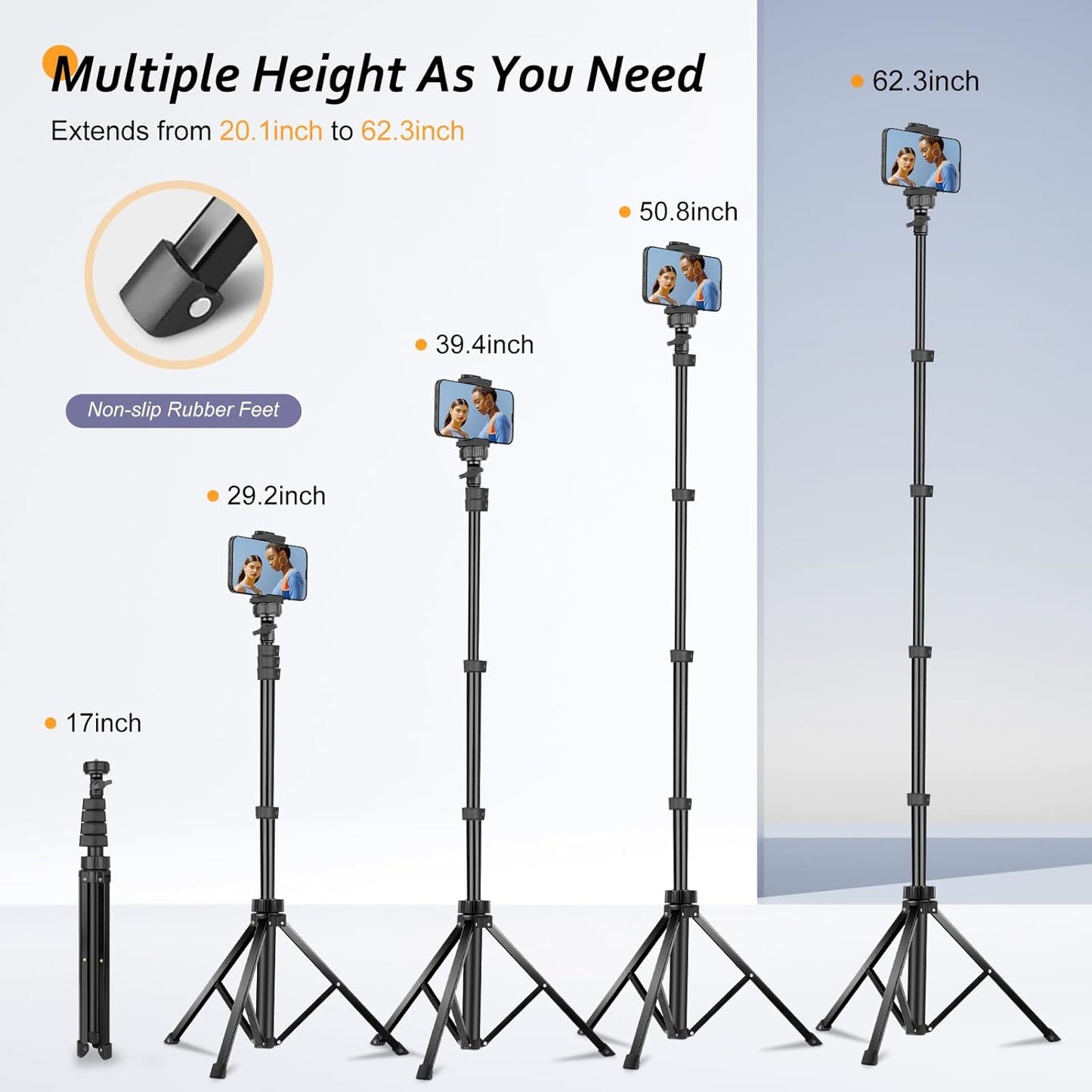 Aureday 62" Phone Tripod Accessory Kits, Camera & Cell Phone Tripod Stand with Wireless Remote and Universal Tripod Head Mount, Perfect for Selfies/Video Recording/Vlogging/Live Streaming