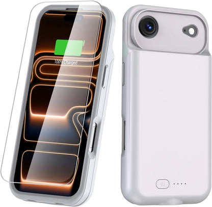 GIN FOXI Battery Case for iPhone 17 AIR, Charging Case Charger 8500mAh Ultra-Slim Lightweight Powerful Battery Pack 15W Fast Rechargeable Anti-Fall TPU Juice Box for iPhone 17 AIR (6.5") Grey