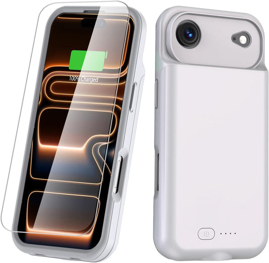GIN FOXI Battery Case for iPhone 17 AIR, Charging Case Charger 8500mAh Ultra-Slim Lightweight Powerful Battery Pack 15W Fast Rechargeable Anti-Fall TPU Juice Box for iPhone 17 AIR (6.5") Grey