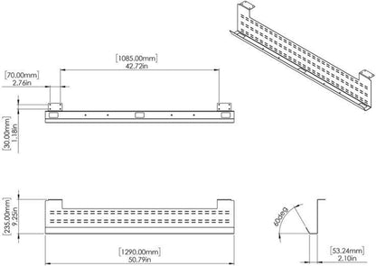 Stand Up Desk Store Under Desk Cable Management Tray Black Horizontal Computer Cord Raceway and Modesty Panel (White, 51")