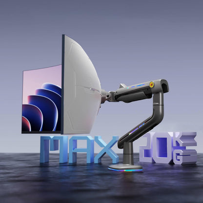 Gaming Monitor Arm for Flat/Ultrawide/Curved Monitors 32 to 60 inch, Heavy Duty Monitor Stand Load up to 20 kg, VESA 75/100 mm Mount (Grey Black)