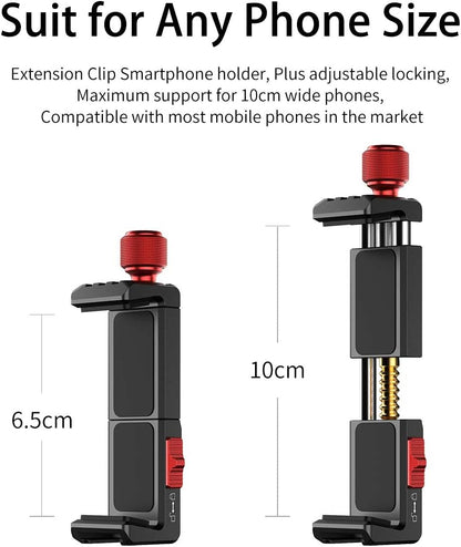 Cell Phone Tripod Mount, ULANZI ST-14 Smartphone Tripod Mount Adapter Aluminum with Cold Shoe, 360° Cell Phone Stand Holder Clamp for iPhone17 16 15 14 13 12 11 Max Pro iPhone X XR Xs 6 7 Plus