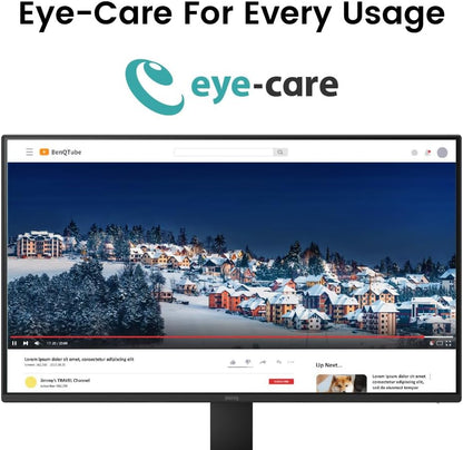 BenQ GW2791 27” 1080p FHD 100Hz IPS Eye-Care Monitor, HDMI, DisplayPort, 1080x1920, Ultra Slim Bezel, TUV-Certified, Flicker-Free, Low Blue Light Plus, Eye-CareU