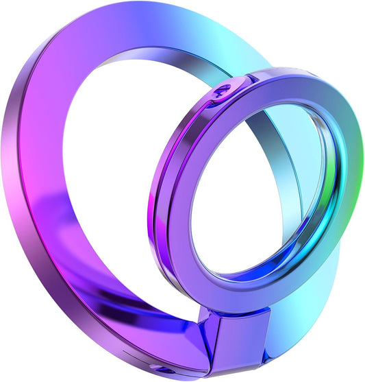 GVIEWIN Magnetic Phone Ring Holder, Compatible with MagSafe Phone Grip with Adjustable Stand, Magnet Phone Ring Kickstand for iPhone 16 Pro Max/Plus/15/14/13/12 Series/Other Phones (Colorful)