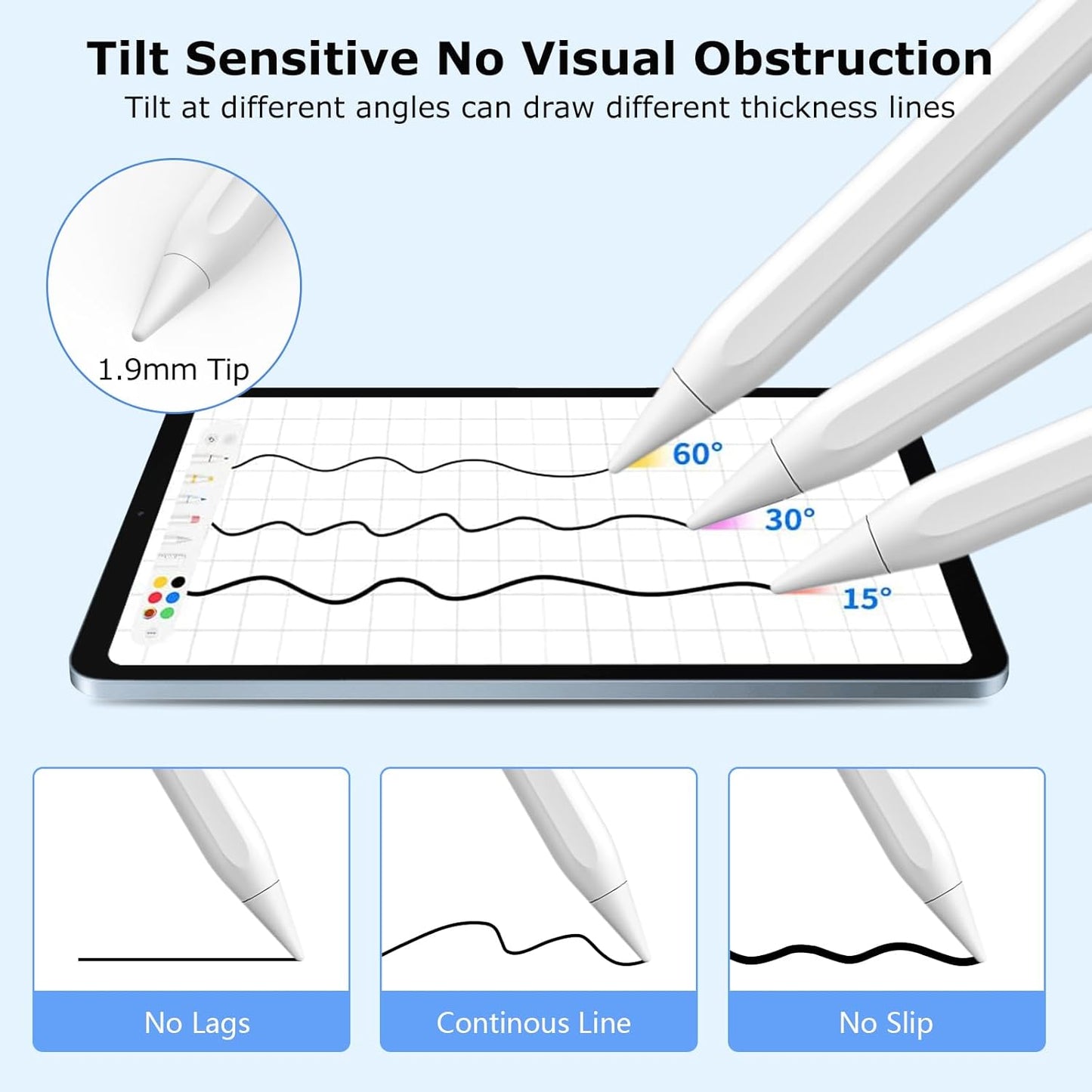 Stylus Pen for iPad, 2 in 1 Active and Capacitive Apple Pen, Fast Charge for Apple iPads 10th Generation Pencil, Compatible with iPad Pro 11/12.9", iPads 6/7/8/9/10, Air 3/4/5, iPad mini 5/6 (White)