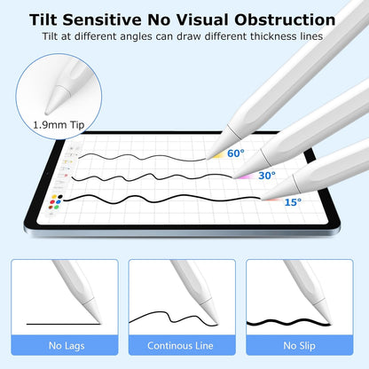 Stylus Pen for iPad, 2 in 1 Active and Capacitive Apple Pen, Fast Charge for Apple iPads 10th Generation Pencil, Compatible with iPad Pro 11/12.9", iPads 6/7/8/9/10, Air 3/4/5, iPad mini 5/6 (White)