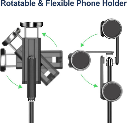 Selfie Stick Tripod with Remote Aluminum Alloy Phone Tripod Bluetooth Remote and 270°Rotation Stand Compatible with iPhone and Android Phone