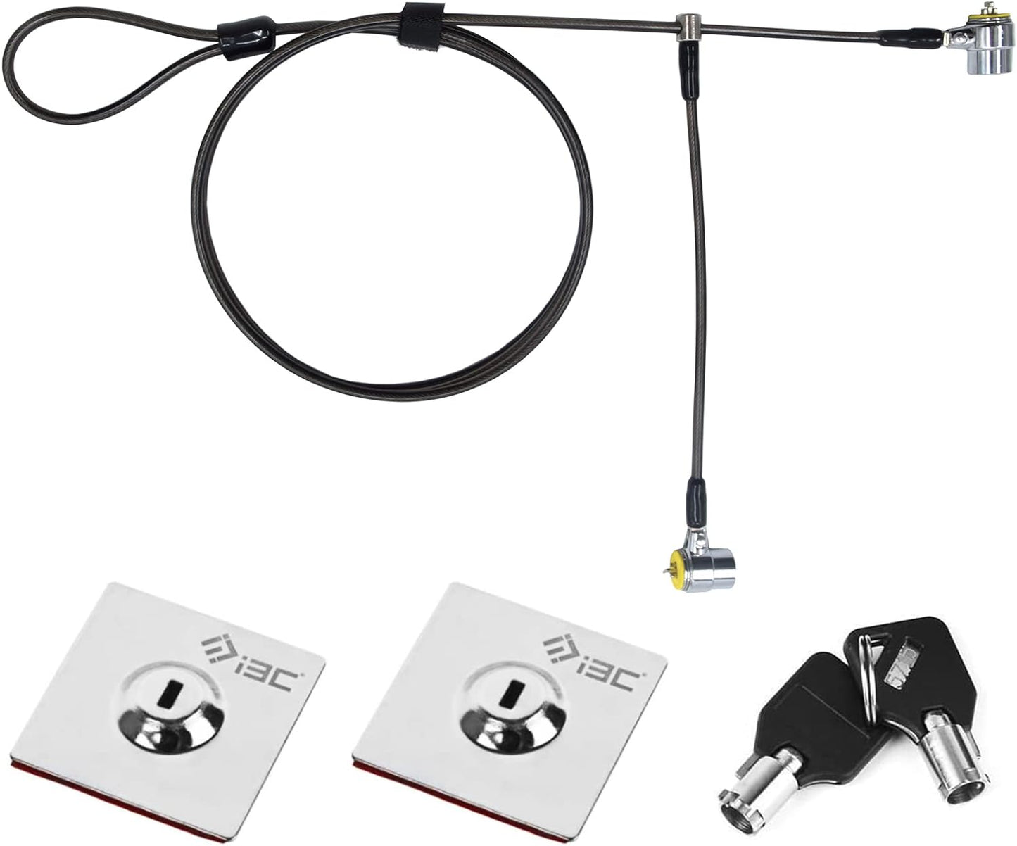 I3C Laptop Lock, Combination Security Lock Cable with Keys and Anchor Plate, Anti Theft Lock for Business Electronics, Monitors, Tablets, Smart Phones (2 Laptop Locks Head)