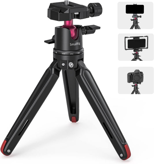 SmallRig Mini Tripod for Camera, Updated Desktop Tabletop Tripod with Arca-Type Compatible QR Plate, 360° Ball Head and 1/4 Screws Portable for Compact Cameras DSLRs, Phone, Gopro - BUT2664
