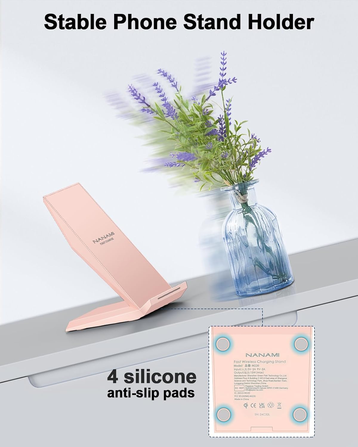 NANAMI Wireless Charger 2 Pack - Fast Wireless Charging Stand for iPhone 16/16 Plus/16 Pro Max/16 Pro/15/14/13/12/12 Pro Max, Phone Charger Compatible Samsung Galaxy S25/S24/S23/S22/S21/S20,Pixel 6/5