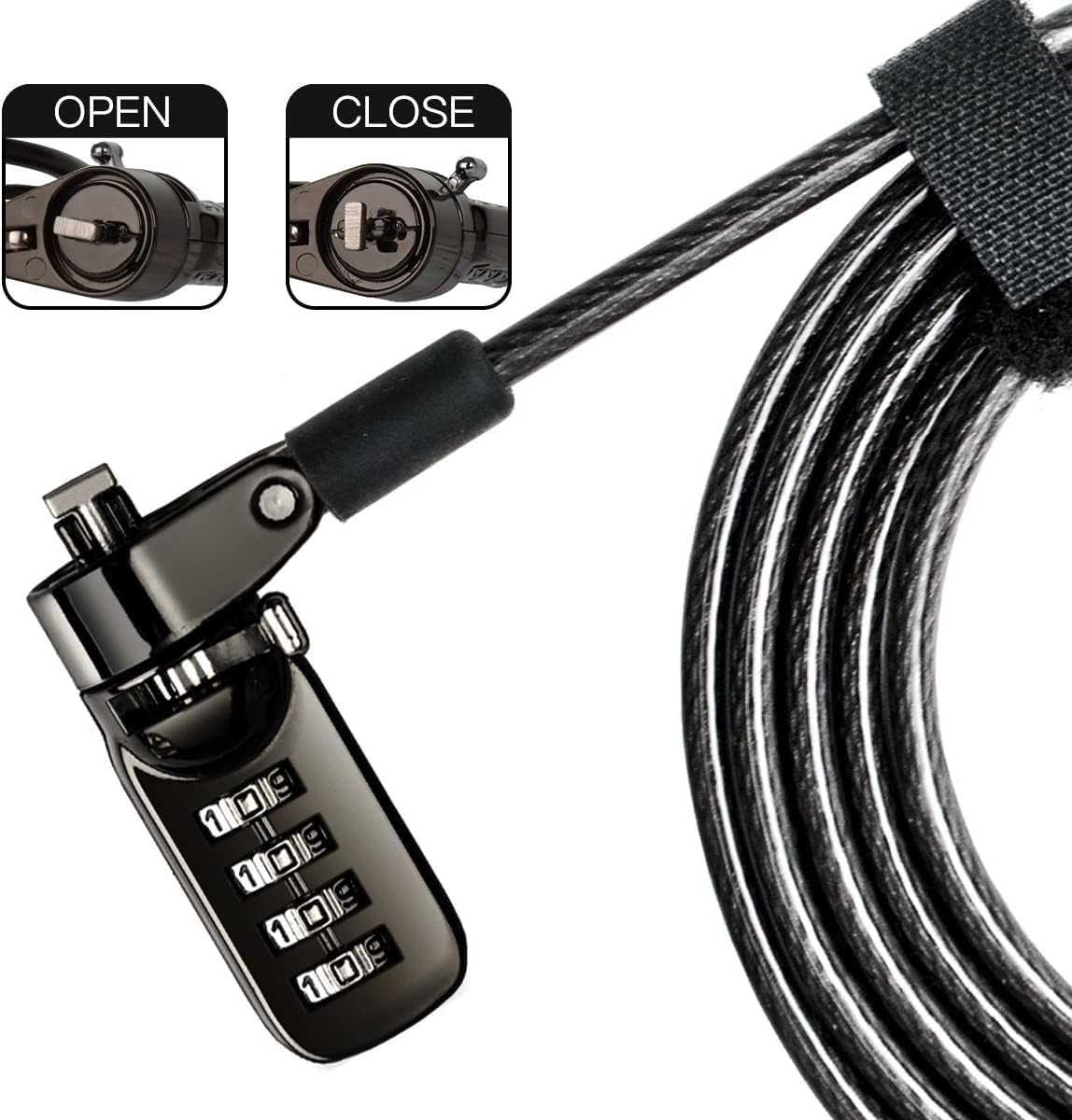 I3C Laptop Cable Lock 4 Digital Combination Lock Security Computer Cable Lock Anti Theft Combination Lock Compatible for Tablet Laptop (2 Packs)