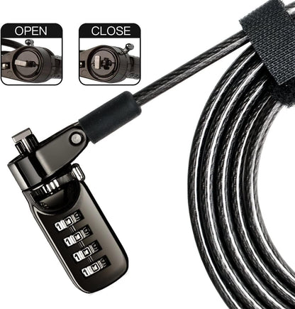 I3C Laptop Cable Lock 4 Digital Combination Lock Security Computer Cable Lock Anti Theft Combination Lock Compatible for Tablet Laptop (2 Packs)