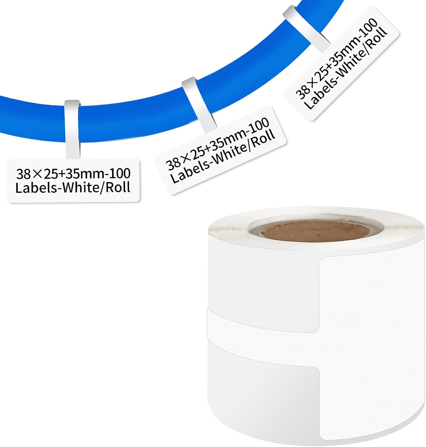 100 Pcs Cable Labels - Waterproof Wire Cord Label, Tear Resistant Wire Labels, Self Adhesive Cord Organizing Label, for Cable Management, Compatible with PUQU AQ20 Label Makers(White) 38x60mm