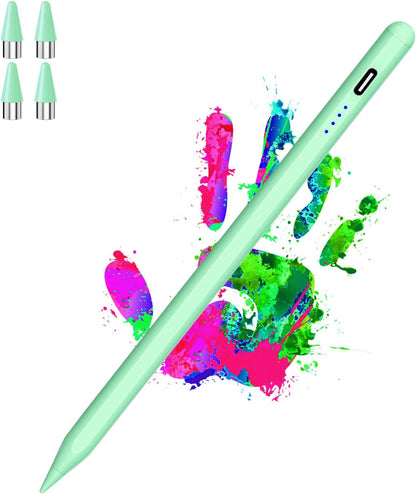 Active Stylus Pens for Touch Screens Magnetic Type-C Charging Tablet Pen with 4 POM Tips iPad Pencil Stylus Pen for iPad/Pro/Air/Mini/iPhone/Samsung/Android and Other Smartphone Device-Green