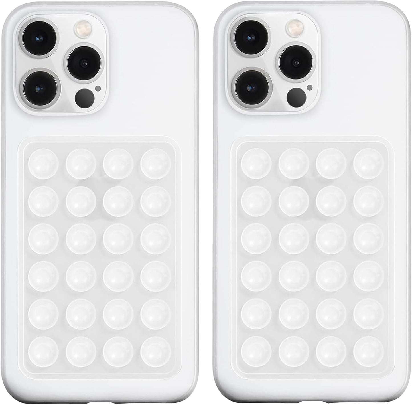 2 Pack Silicone Suction Phone Case Mount, Silicon Adhesive Phone Grip for Smartphones, Hands-Free Mirror Shower Phone Holder for Selfies, Tiktok Videos (Translucent)