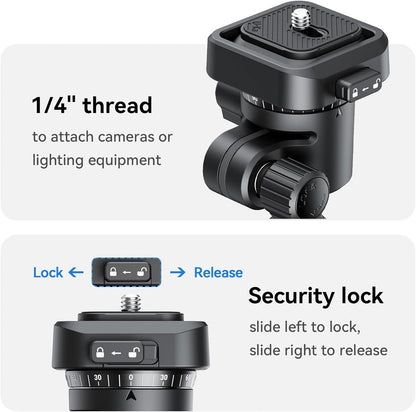 ULANZI TH02 Uka Inverted Ball Head Quick Release Metal Ball Head Camera Mount Uka 360° Rotating with Quick Release Plate, 2.5kg/5.5lb Load for Tripod, Monopod, DSLR, Camera