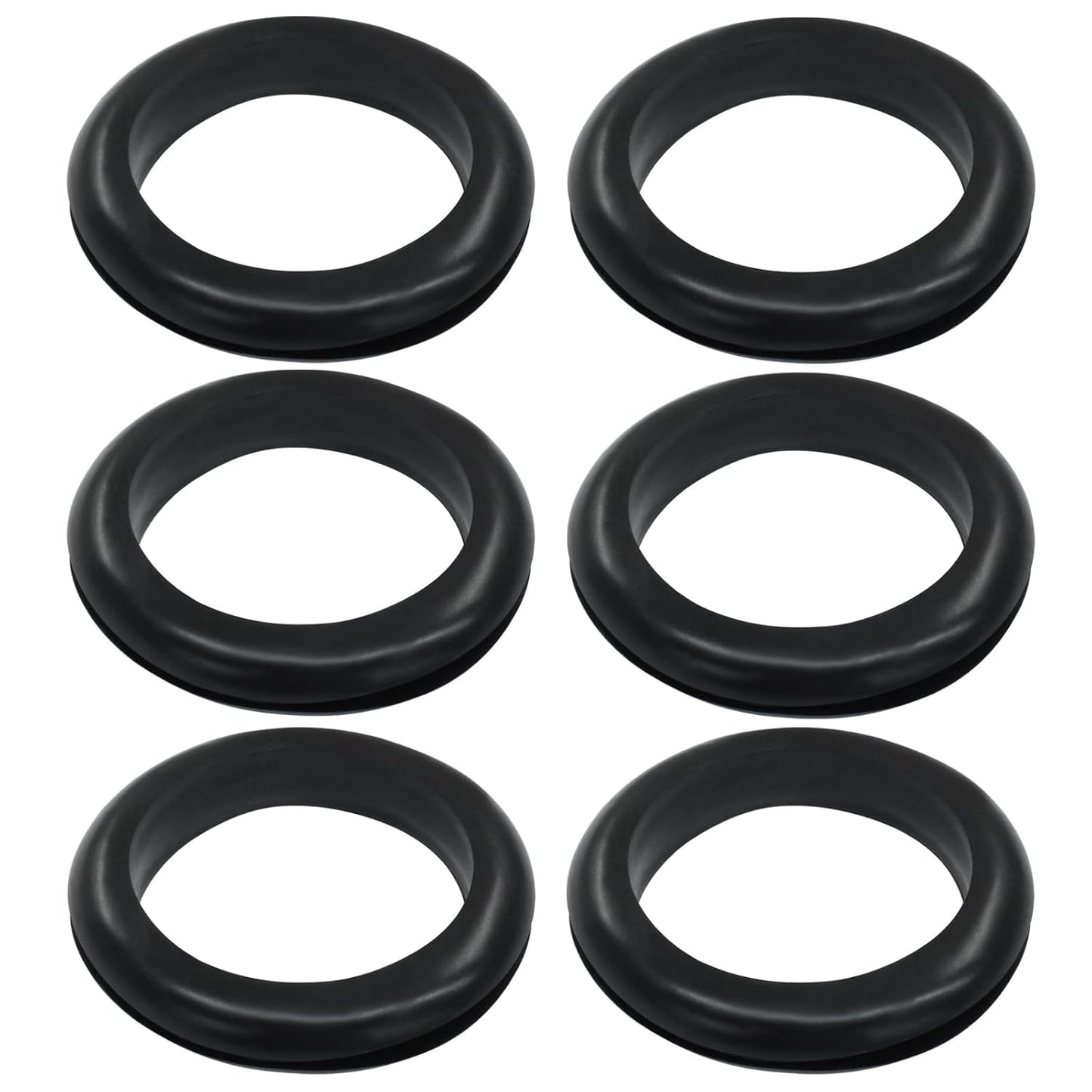 6 Pcs Rubber Grommets, 1-9/16" Inside Diameter 1-3/4" Drill Hole Rubber Wire Grommets O Ring Grommets for Wire, Firewall, Cables, Plugs, Automotive(Black)