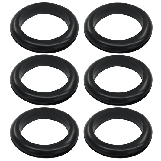 6 Pcs Rubber Grommets, 1-9/16" Inside Diameter 1-3/4" Drill Hole Rubber Wire Grommets O Ring Grommets for Wire, Firewall, Cables, Plugs, Automotive(Black)