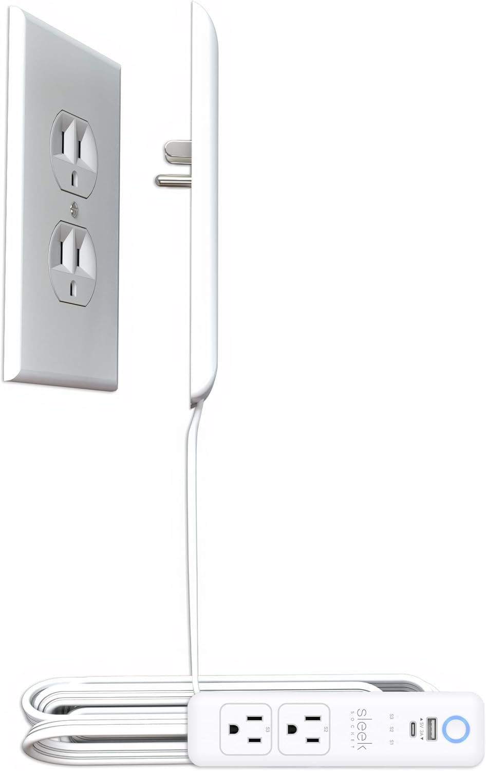 Smart Sleek Socket: Universal Outlet Concealer with Wi-Fi Smart Power Strip
