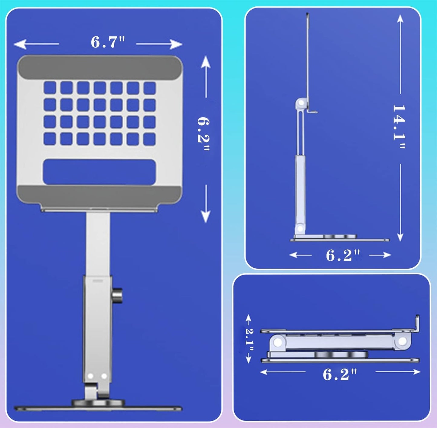 GuaziV 360° Adjustable Tablet Stand - Ergonomic Foldable Holder for iPad 10.2-12.9”, Kindle, Phones 4-13”, Anti-Slip Desktop Mount for Work, Cooking, Gaming & Reading