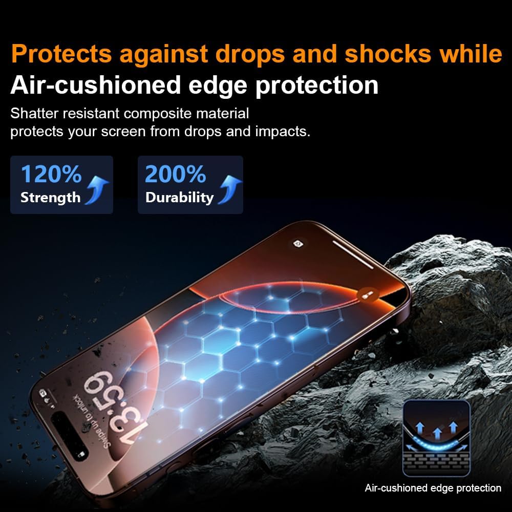 OneFish Screen Protector Privacy for iphone 13 Pro Max/14 Plus, Anti Spy Private Tempered Glass Edge Protection, Dynamic Island Compatible with Installation Frame, 9H Glass Scratch Resistant, 2Pack