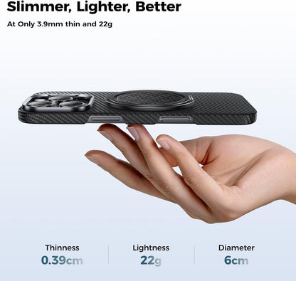 BENKS ArmorPop Magnetic Phone Grip & Stand for MagSafe, 360° Rotation Adjustable Phone Ring Holder for iPhone 17/16/15/14/13/12 Series, Durable Kevlar Design