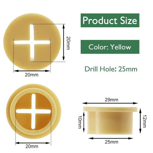 20Pcs Desk Grommet, 1" (25mm) Yellow Silicone Cord Hole Cover, Flexible Rubber Wire Grommets, Wall Grommets for Cables Management, Table, Countertop, Cabinets and Furnitures Wire Organizer