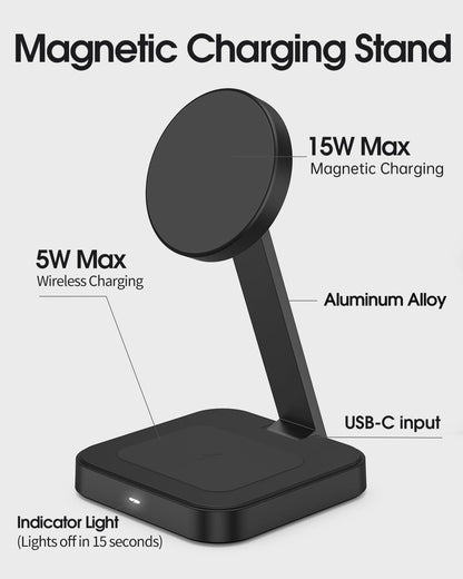 Magnetic Charging Station for iPhone 16 15 14 13 12 Series, Foldable Wireless Charger for Multiple Devices, Faster Mag-Safe Charger Stand, Portable Charging Stand for AirPods 4/3/2/Pro, Phone Holder