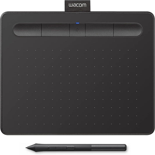 Wacom Intuos Small Bluetooth Graphics Drawing Tablet, 4 Customizable ExpressKeys, Portable for Teachers, Students and Creators, Compatible with Chromebook Mac OS Android and Windows - Black