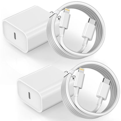 2Pack iPhone Fast Charger, Type C Charger Fast Charging Power Delivery Fast Charging Block Travel Plug with 2Pack Type C to Lightning Cable Cord Compatible with iPhone 14/14 Pro/13/12/11/X,iPad