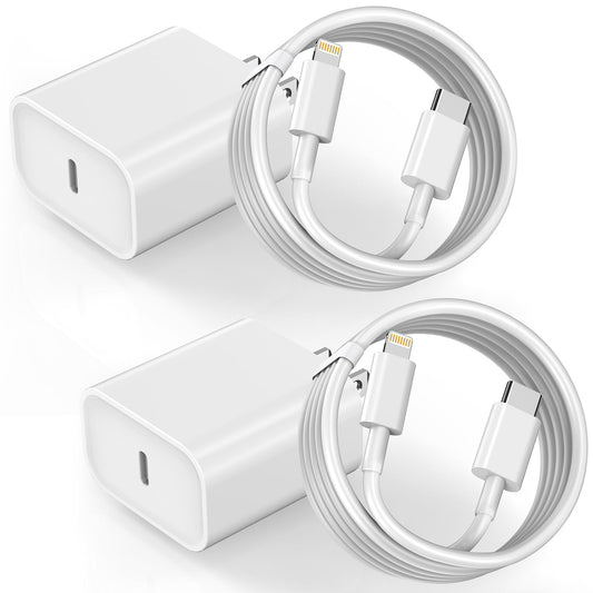 2Pack iPhone Fast Charger, Type C Charger Fast Charging Power Delivery Fast Charging Block Travel Plug with 2Pack Type C to Lightning Cable Cord Compatible with iPhone 14/14 Pro/13/12/11/X,iPad
